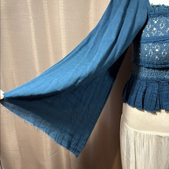 Free People Deep Blue Blouse - Picture 6 of 9